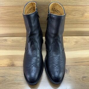 BOULET Western Short Boot Zip Mens 9 EEE Black Leather Formal Rodeo Business